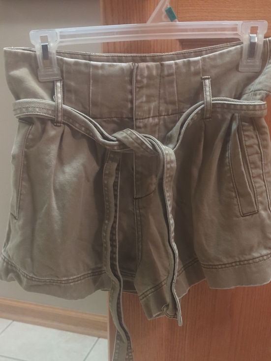 easel Pants - High-Waist Olive Green Tie-Belt Women’s Shorts